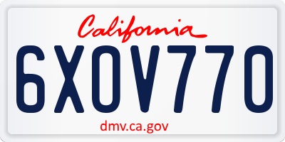 CA license plate 6XOV770