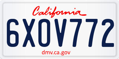 CA license plate 6XOV772
