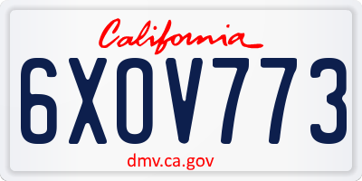CA license plate 6XOV773