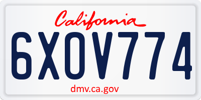 CA license plate 6XOV774