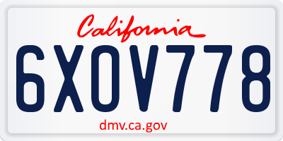 CA license plate 6XOV778