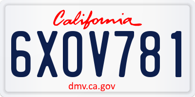 CA license plate 6XOV781