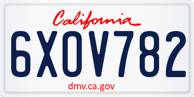 CA license plate 6XOV782