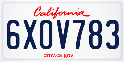 CA license plate 6XOV783