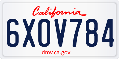 CA license plate 6XOV784