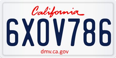 CA license plate 6XOV786