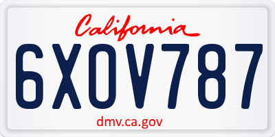 CA license plate 6XOV787