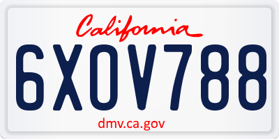 CA license plate 6XOV788
