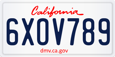 CA license plate 6XOV789
