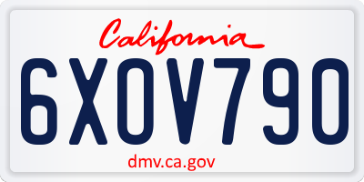 CA license plate 6XOV790