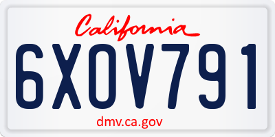 CA license plate 6XOV791