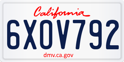 CA license plate 6XOV792