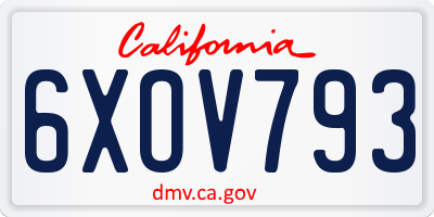 CA license plate 6XOV793