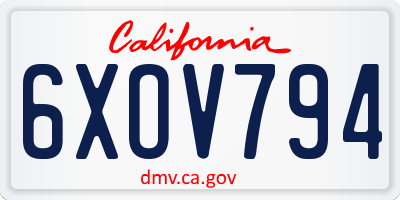 CA license plate 6XOV794