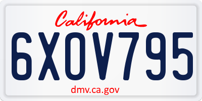 CA license plate 6XOV795