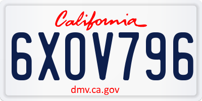 CA license plate 6XOV796