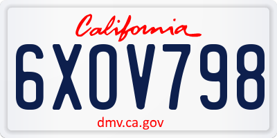 CA license plate 6XOV798