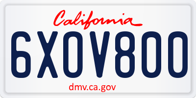 CA license plate 6XOV800