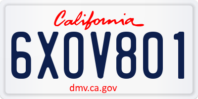 CA license plate 6XOV801
