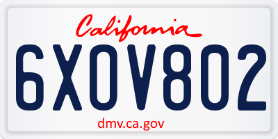 CA license plate 6XOV802