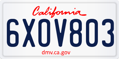 CA license plate 6XOV803