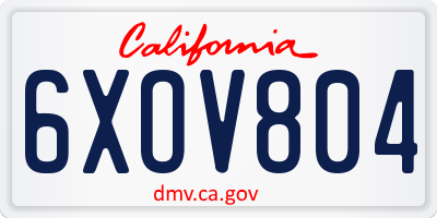 CA license plate 6XOV804