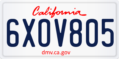 CA license plate 6XOV805
