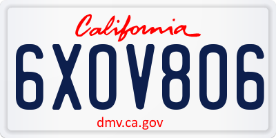 CA license plate 6XOV806