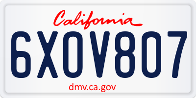CA license plate 6XOV807