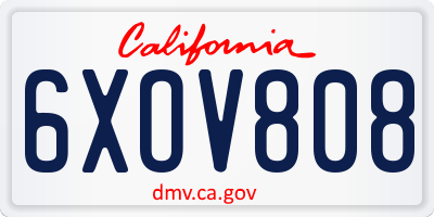 CA license plate 6XOV808