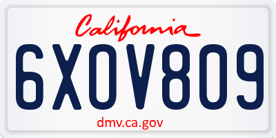 CA license plate 6XOV809