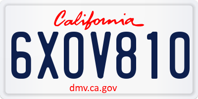 CA license plate 6XOV810