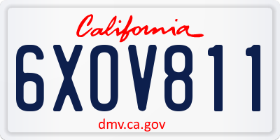 CA license plate 6XOV811