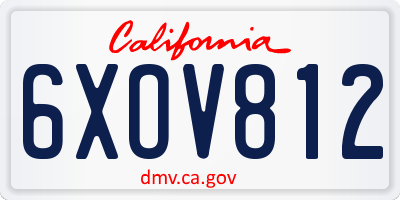 CA license plate 6XOV812