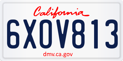 CA license plate 6XOV813