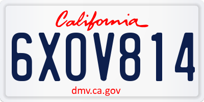 CA license plate 6XOV814