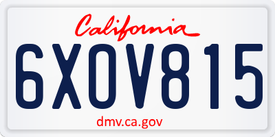 CA license plate 6XOV815