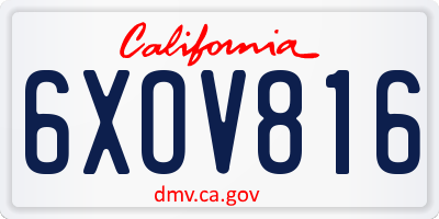CA license plate 6XOV816