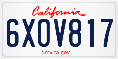 CA license plate 6XOV817
