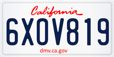 CA license plate 6XOV819
