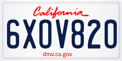 CA license plate 6XOV820