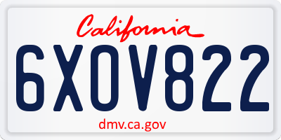CA license plate 6XOV822