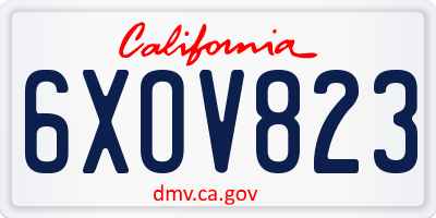 CA license plate 6XOV823