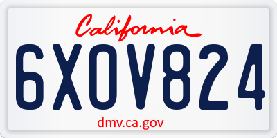 CA license plate 6XOV824