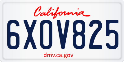 CA license plate 6XOV825