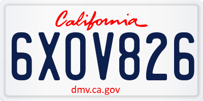 CA license plate 6XOV826