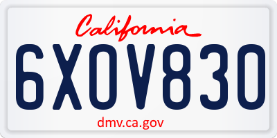 CA license plate 6XOV830