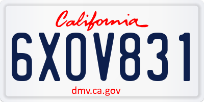 CA license plate 6XOV831