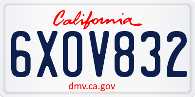 CA license plate 6XOV832