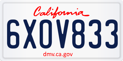 CA license plate 6XOV833